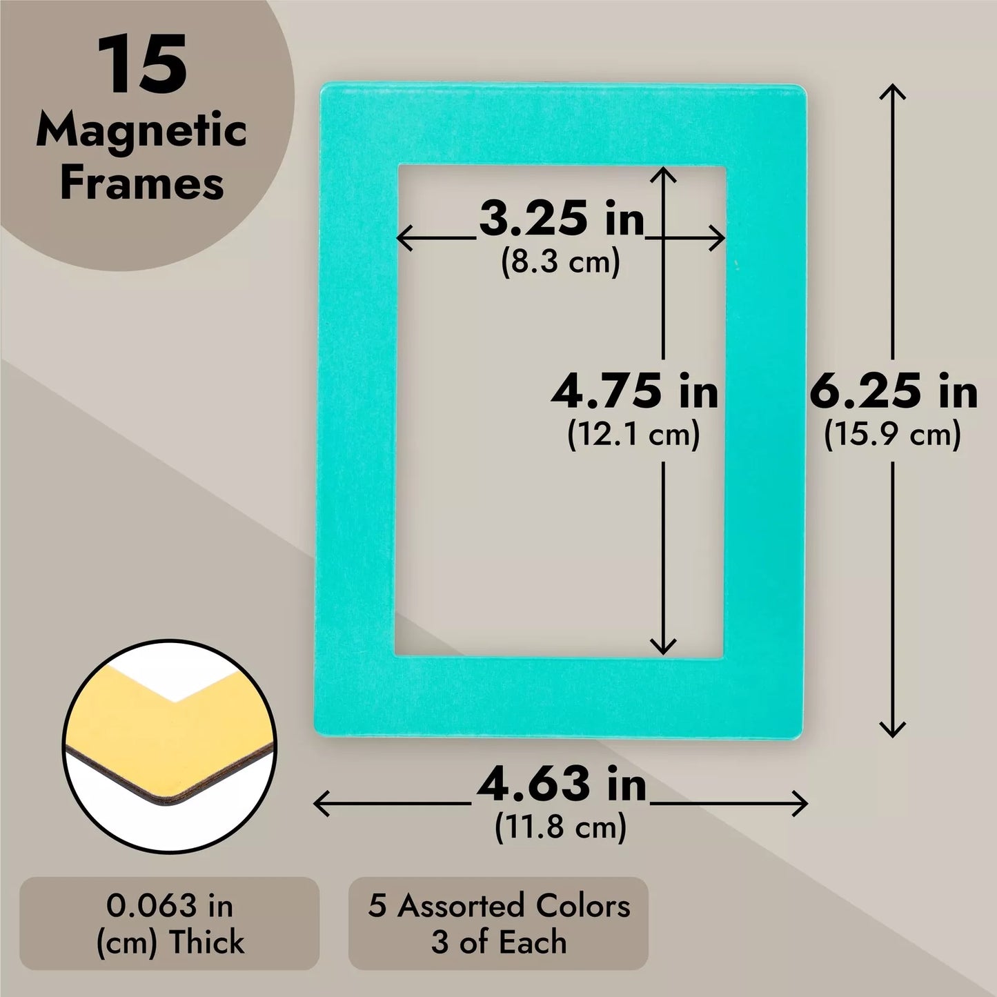 15-Pack 4x6 Magnetic Picture Frames for Refrigerator 5 Colors