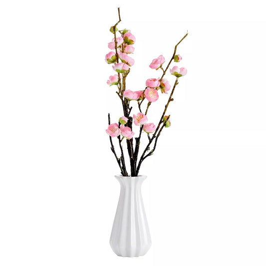 5.8" Cherry Blossom Artificial Flower with Ceramic Vase