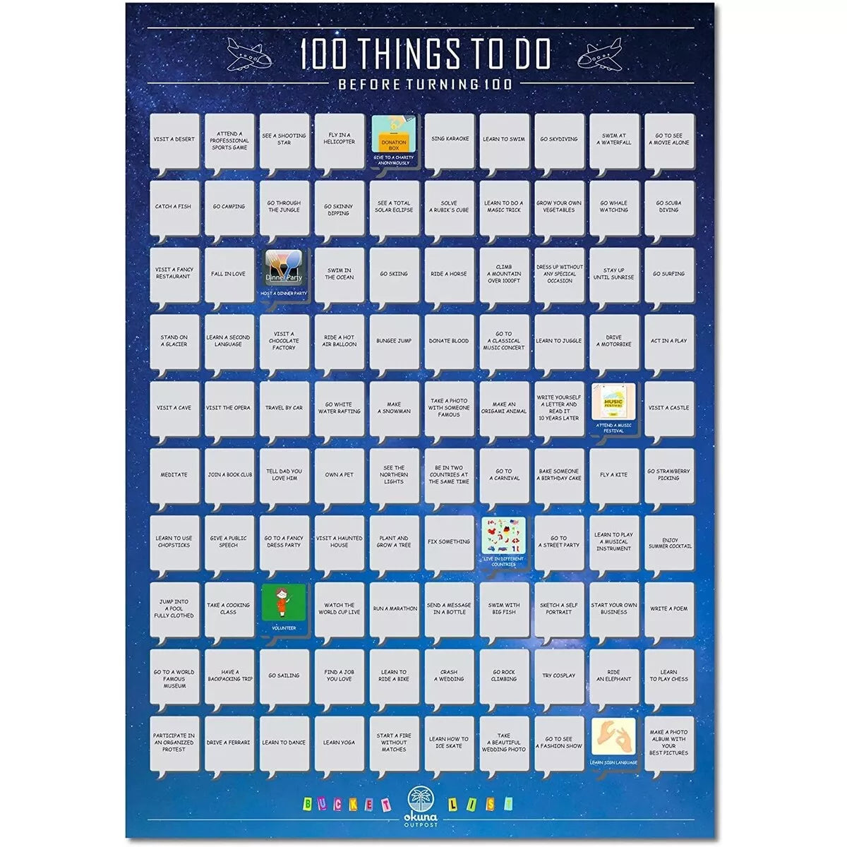 100 Things to Do Before 100 Scratch-Off Bucket List Poster