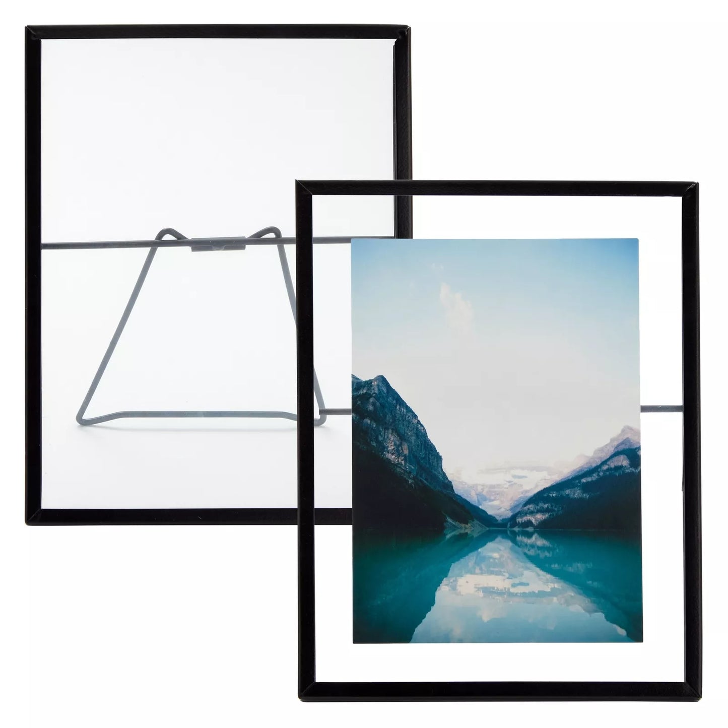 8 Pack Glass Floating Photo Frames with Black Pressed Flowers