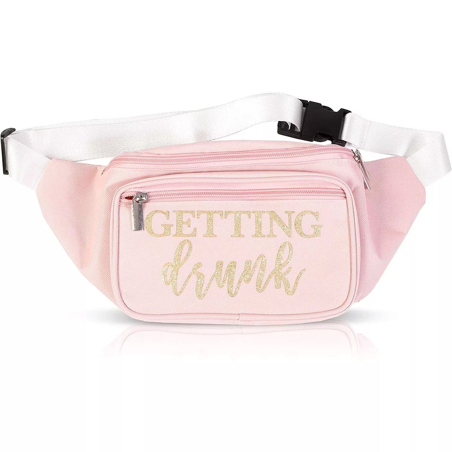 Getting Drunk Bridesmaid Fanny Pack for Bridal Shower Bachelorette Party, Pink