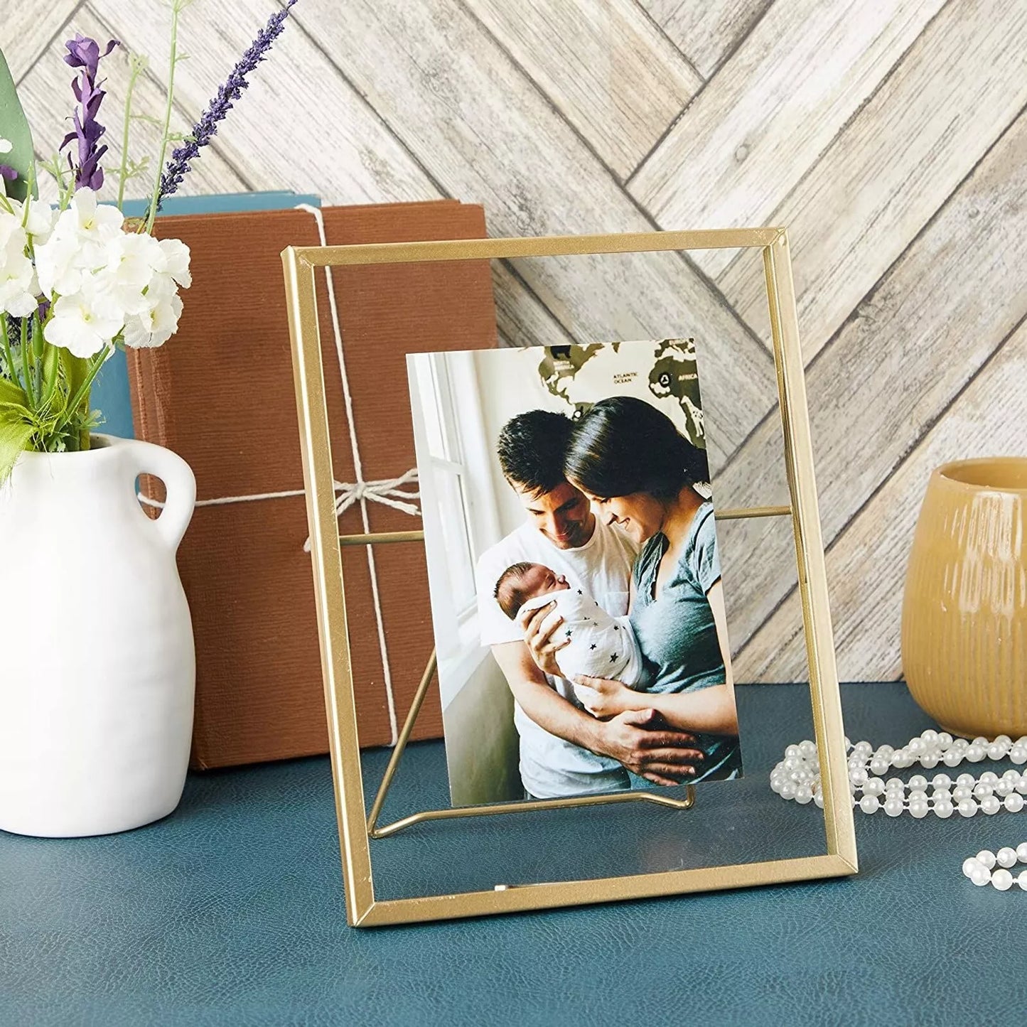 8-Pack Gold 5x7 Floating Glass Picture Frames