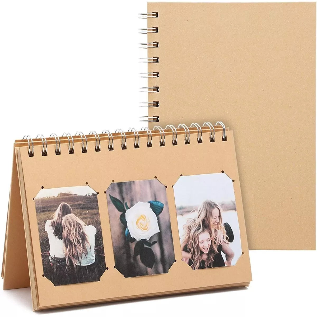 2x Kraft Paper Desk Calendar Flip Photo Album