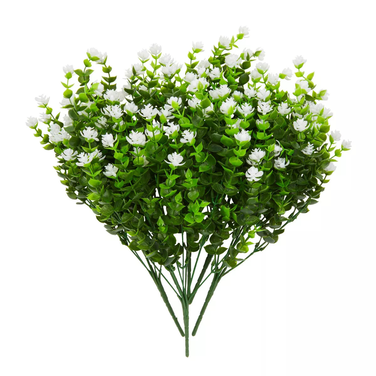 6 Artificial White Flower Bundles with 2 Cone Vases