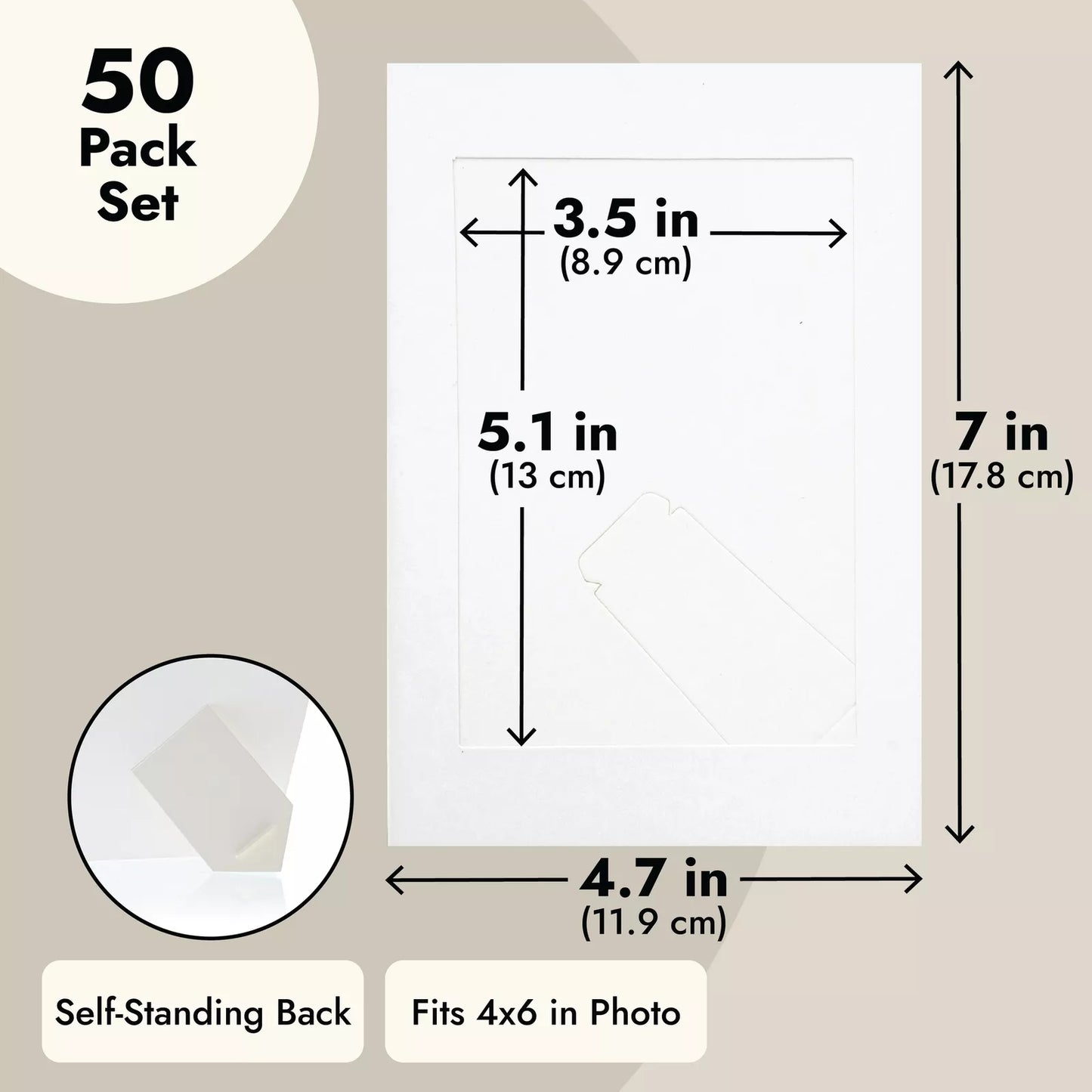 50-Pack White 4x6 Cardboard Picture Frames with Easel Stand