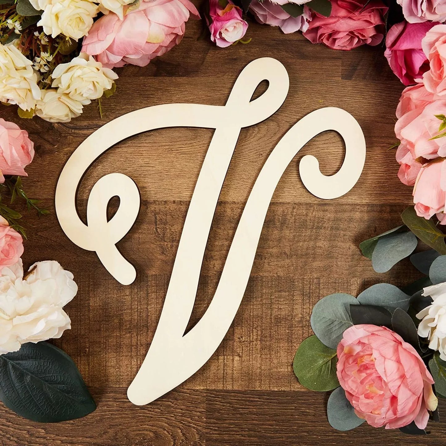 13-Inch Wooden Monogram Alphabet Letter V