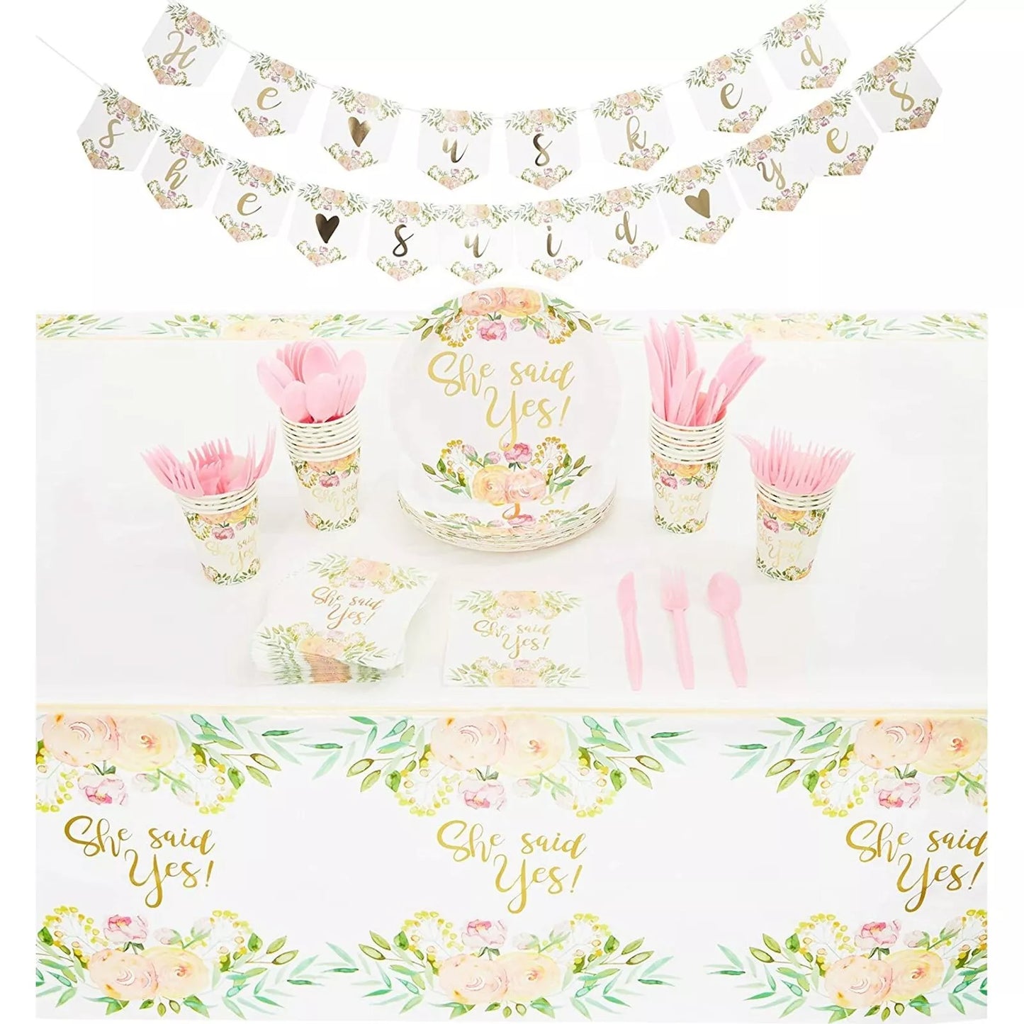 She Said Yes Bridal Shower Party Supplies - Serves 24, Wedding Decorations