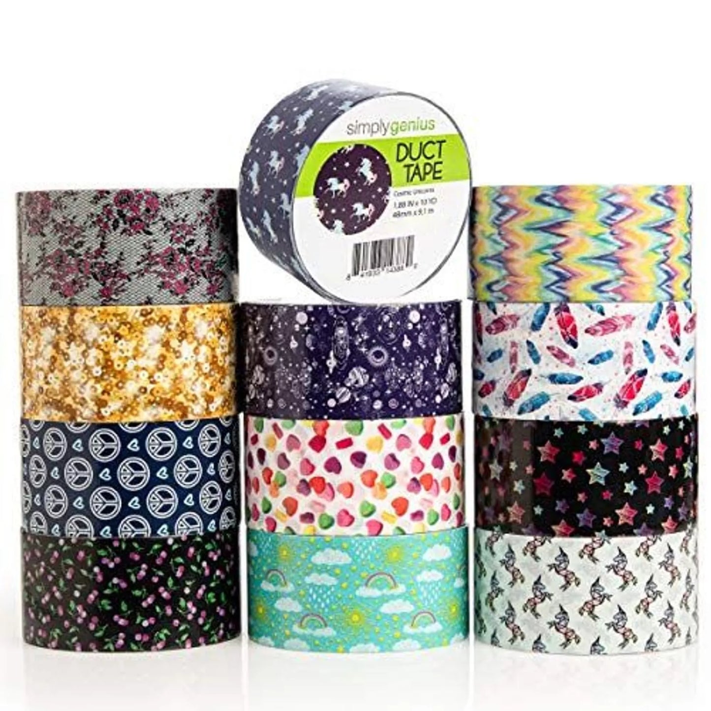 12-Pack Whimsical Patterns Duct Tape, 10 Yards Each