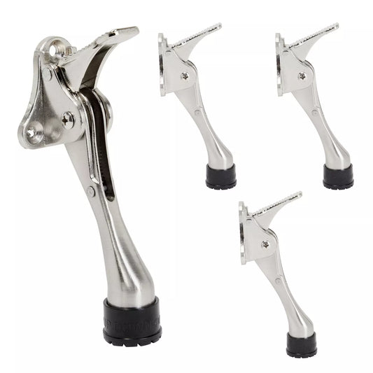 4-Pack Kickdown Door Stops with Rubber Tip and Spring Lever