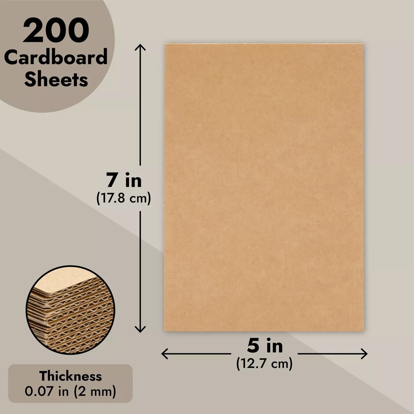 200-Pack 5x7 Inch Corrugated Cardboard Sheets, 2mm