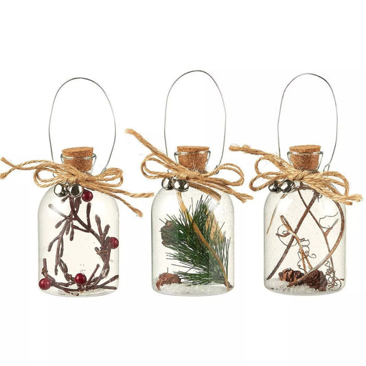 3-Pack Christmas Decorations Hanging Glass Ornaments