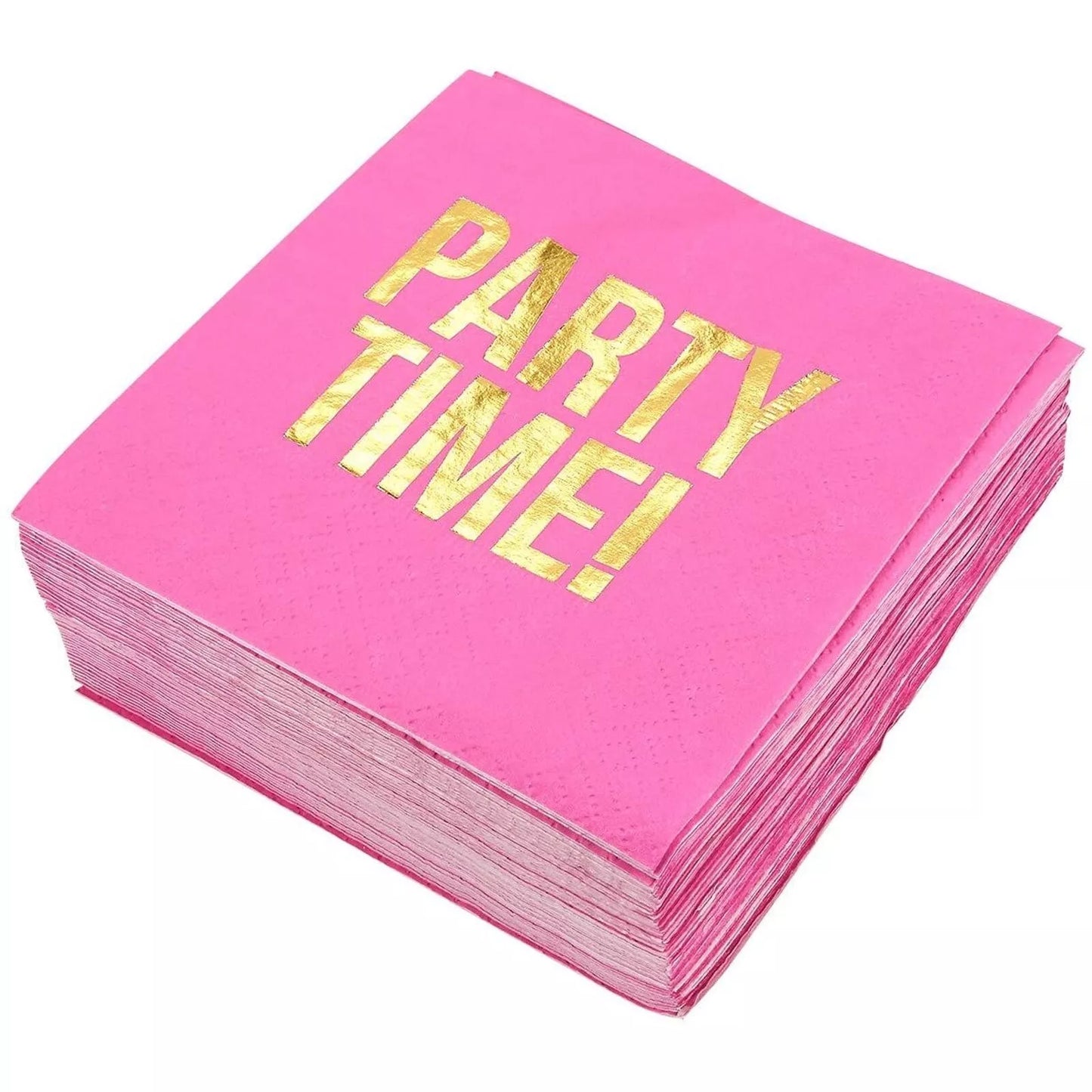 Blue Panda Party Time Napkins (Pink, 50 Pack)