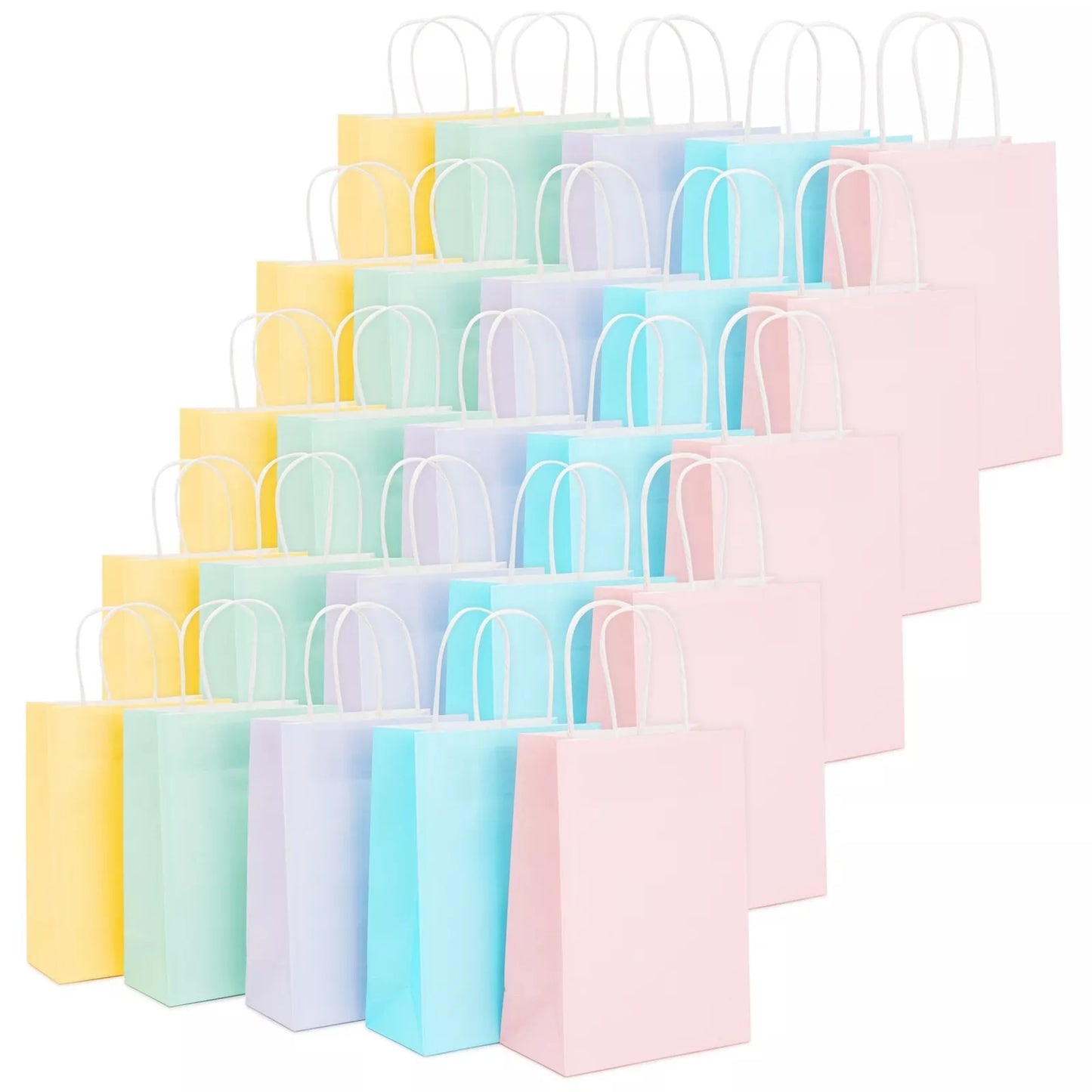 25 Pack Pastel Gift Bags - 6.3 x 3.2 x 8.7 in