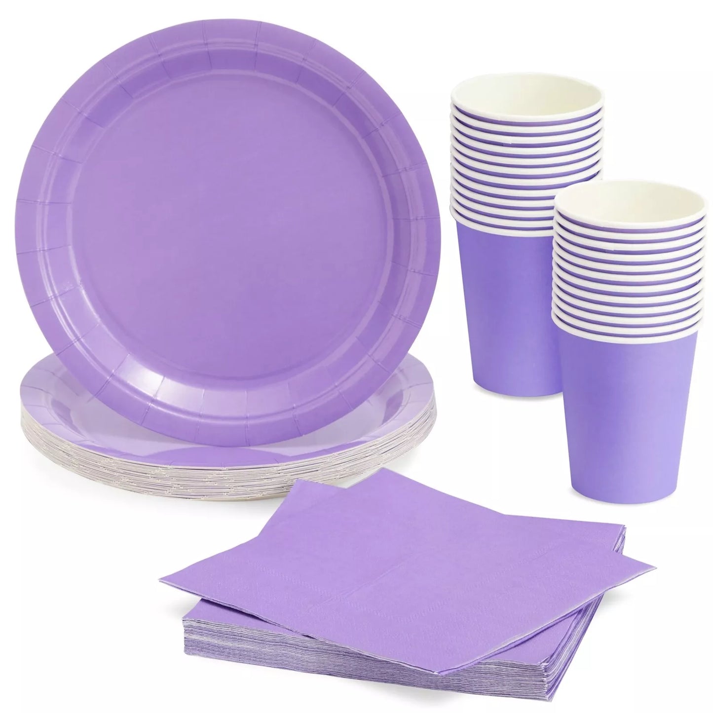 Purple Party Supplies - 72 Pieces, Serves 24, for Birthday Decorations