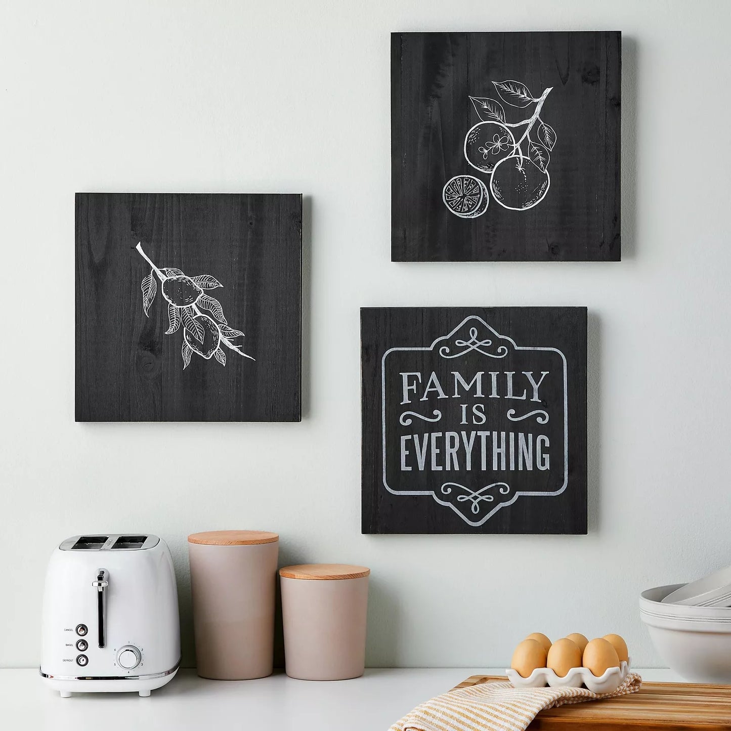 3-Pack Black Washed Wooden Plaques, 12x12 Inch