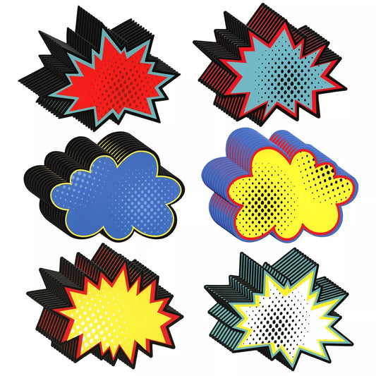 60-Pack Superhero-Themed Bulletin Board Bubble Cutouts - 5x7 Inches