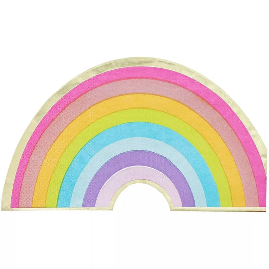 50 Rainbow Party Napkins with Gold Foil - 6.5 In, for Theme Parties and Kids Parties