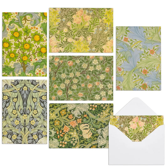 36 Pack Stationery Cards and Envelopes, William Morris Floral Pattern, 5x3.5 in