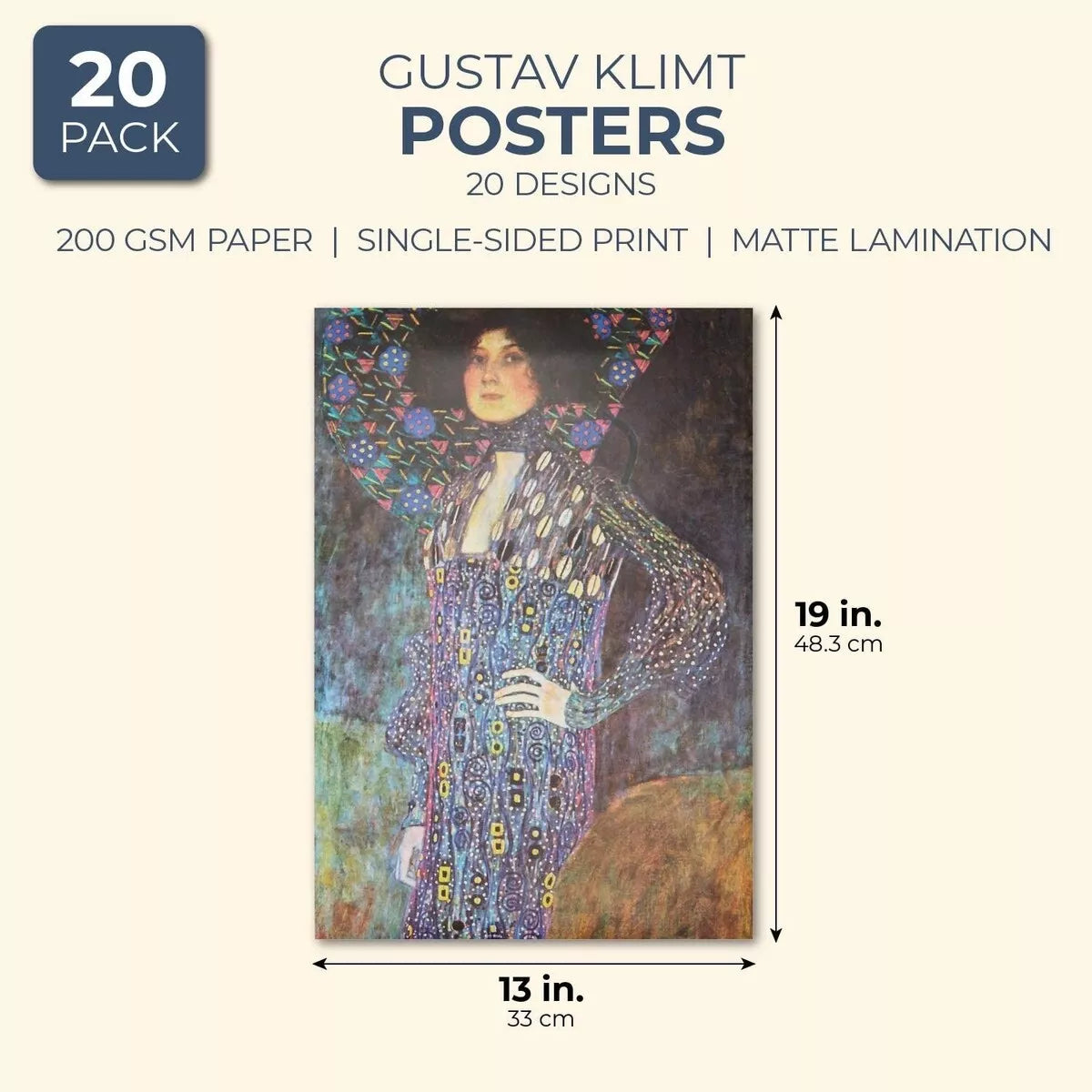 20-Pack Gustav Klimt Posters 13x19-Inch Wall Art