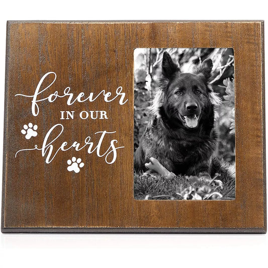 Wooden Pet Memorial Picture Frame Brown 9.5x7.9-Inch