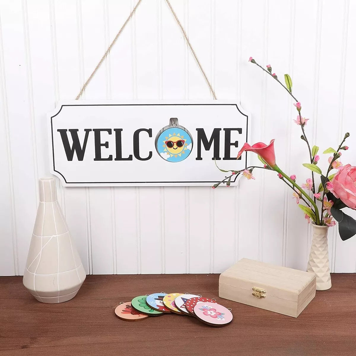 9-Piece Interchangeable Seasonal Welcome Sign