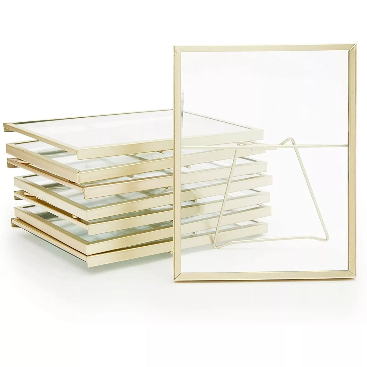 8-Pack Gold 5x7 Floating Glass Picture Frames