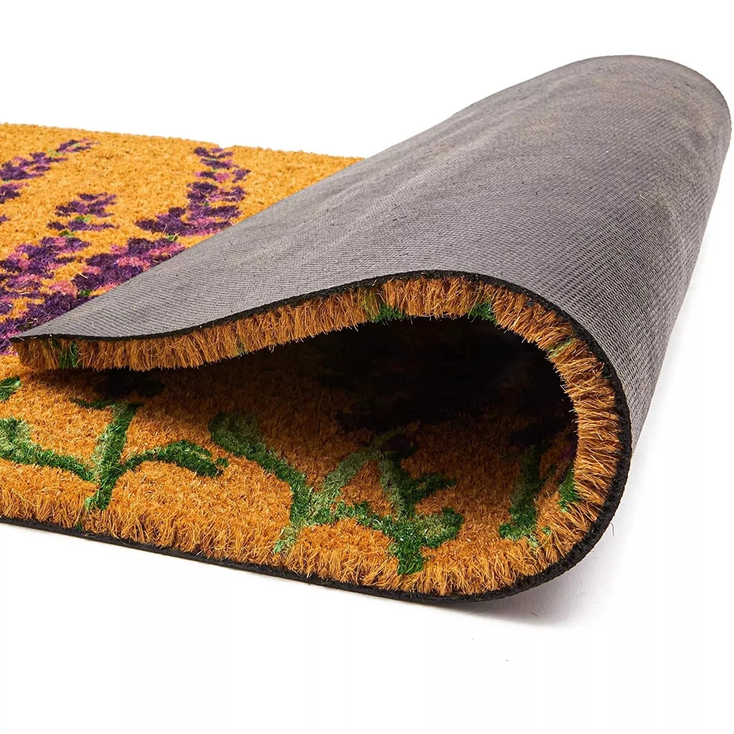 Floral Spring Coir Door Mat, Lavender Flower