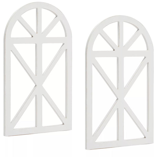 2-Pack Rustic Wood Arch Wall Decor, Hanging Window Frames