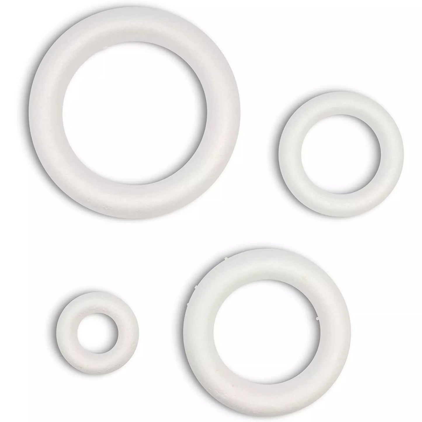 4-Pack White Foam Rings in Various Sizes