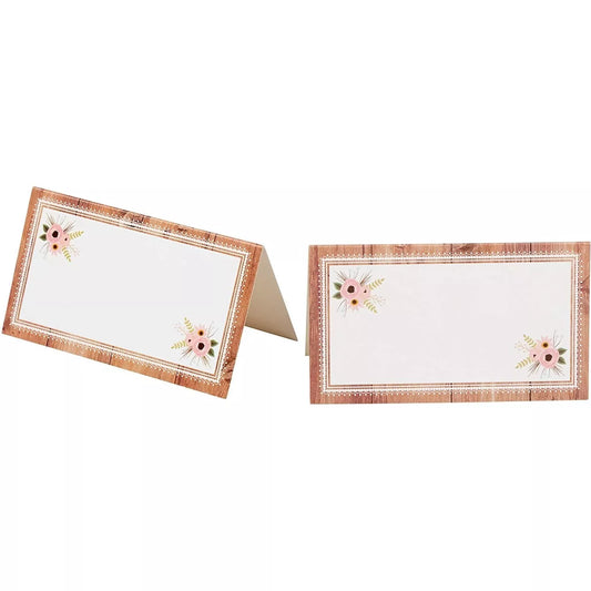 100 Floral Table Place Cards - 2 x 3.5 in