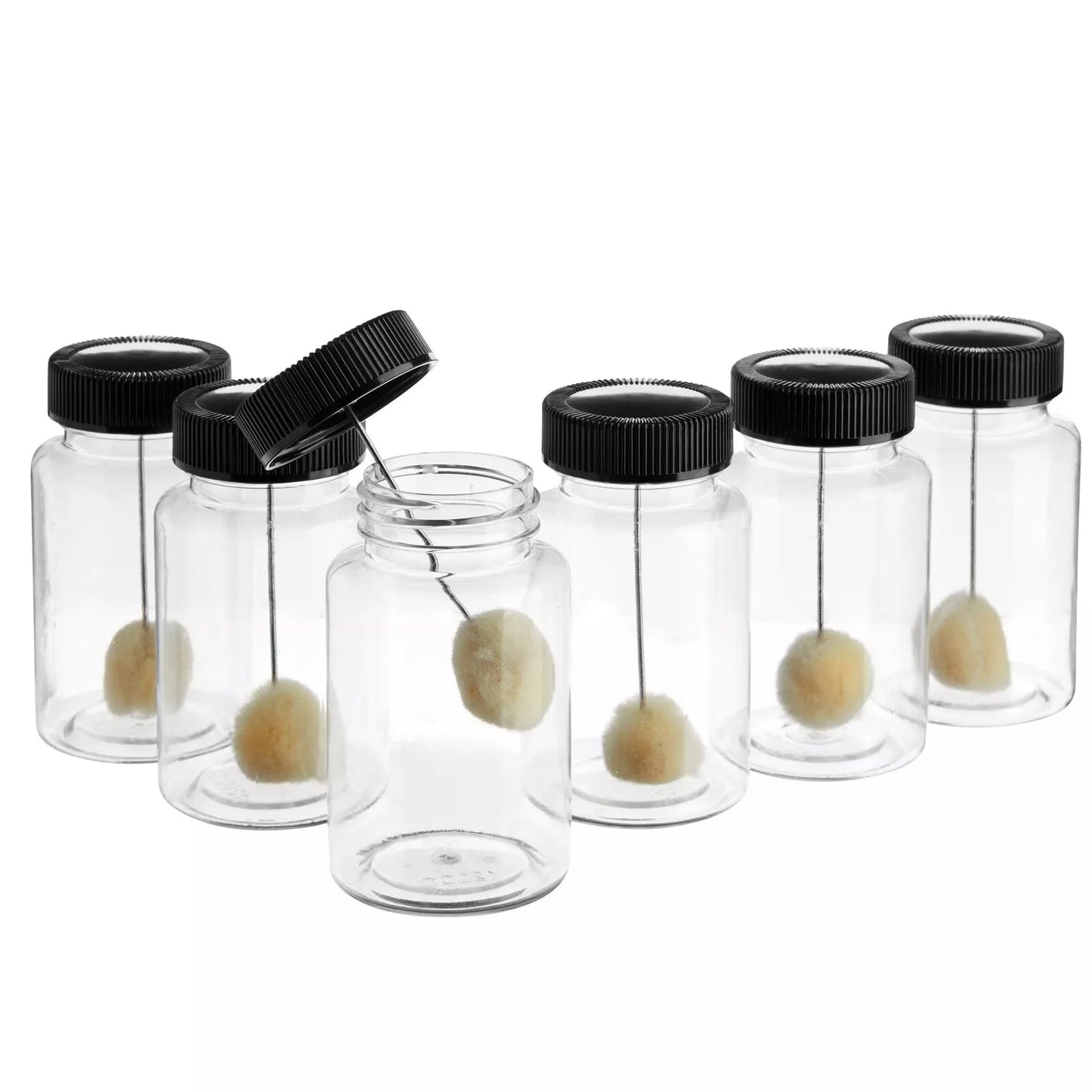 6-Pack Clear Bottle Wool Daubers with Ball Brush