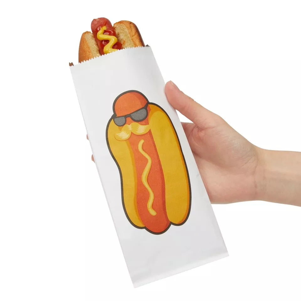 100 Pack 4th of July Patriotic Party Supplies Disposable Hot Dog Foil Paper Bags