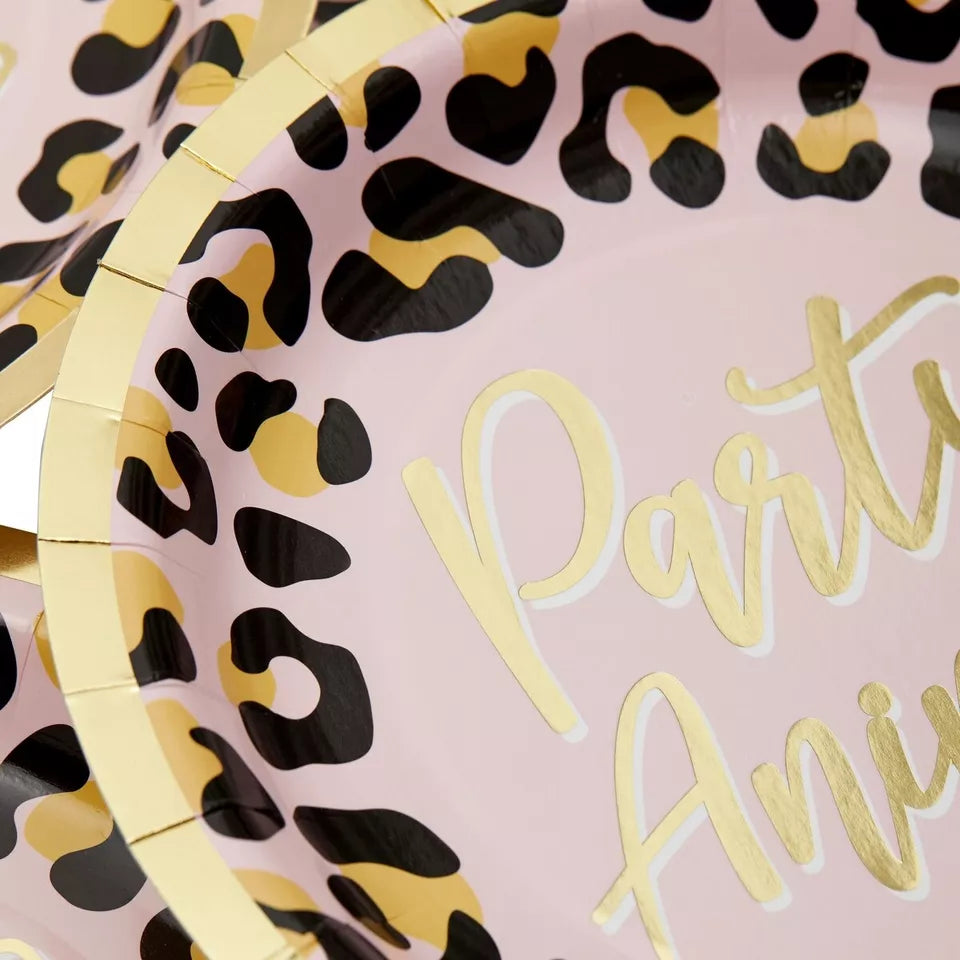 Cheetah Print Paper Plates for Party Animal Safari Birthday Supplies (9 In, 48x)