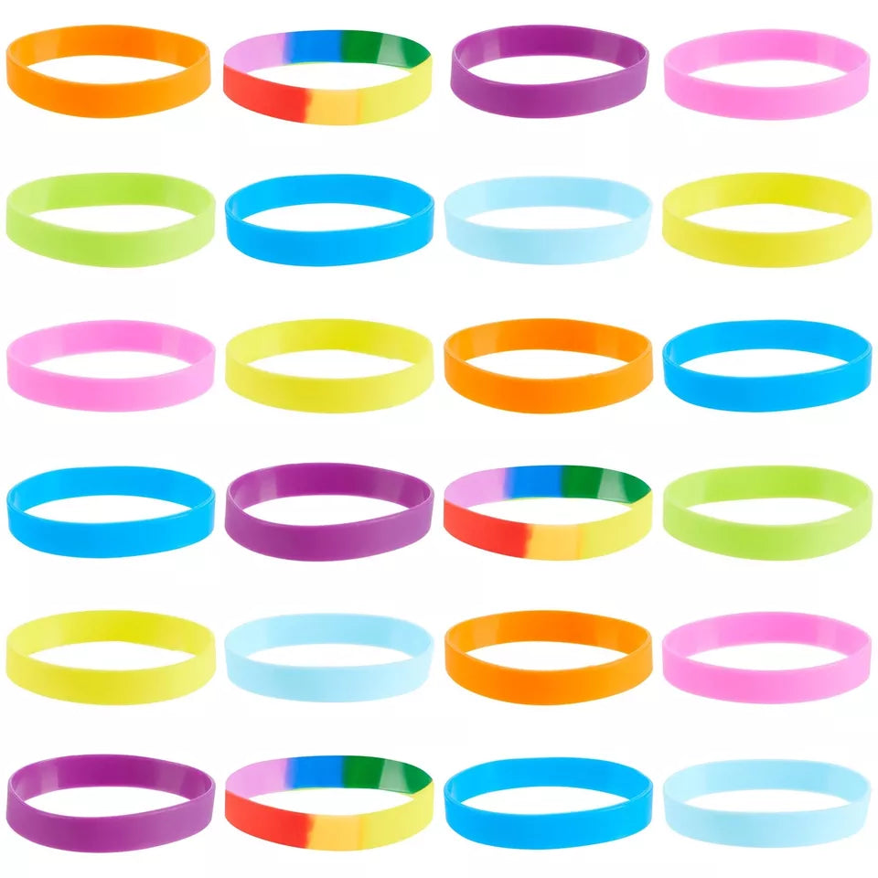 48 Pack Multi-Colored Silicone Bracelets Bulk Set, Wrist Bands for Sublimation