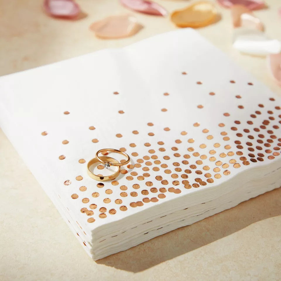 100 Rose Gold Paper Lunch Napkins - 6.5 in, Disposable Party Napkin