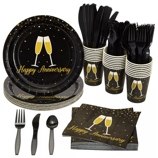 144-Piece Happy Anniversary Party Supplies - Cutlery Set, Serves 24 Guests