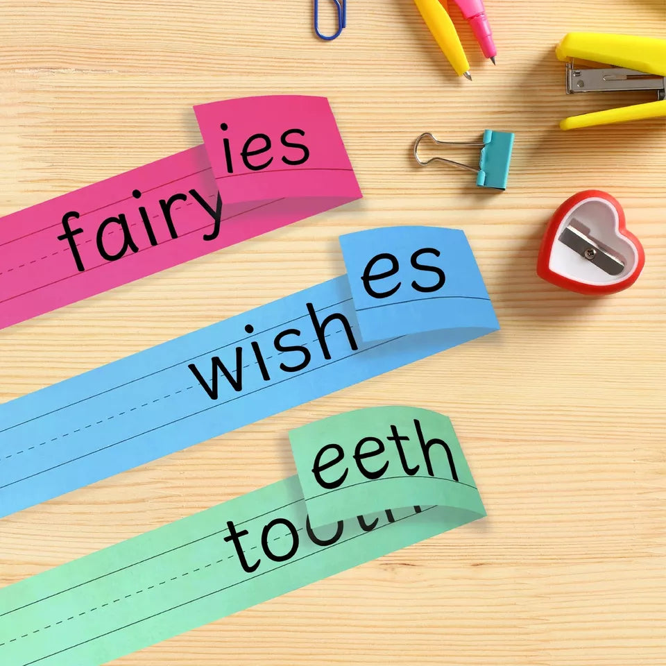 100-Pack Colored Lined Sentence Strips for Classroom, 5 Colors