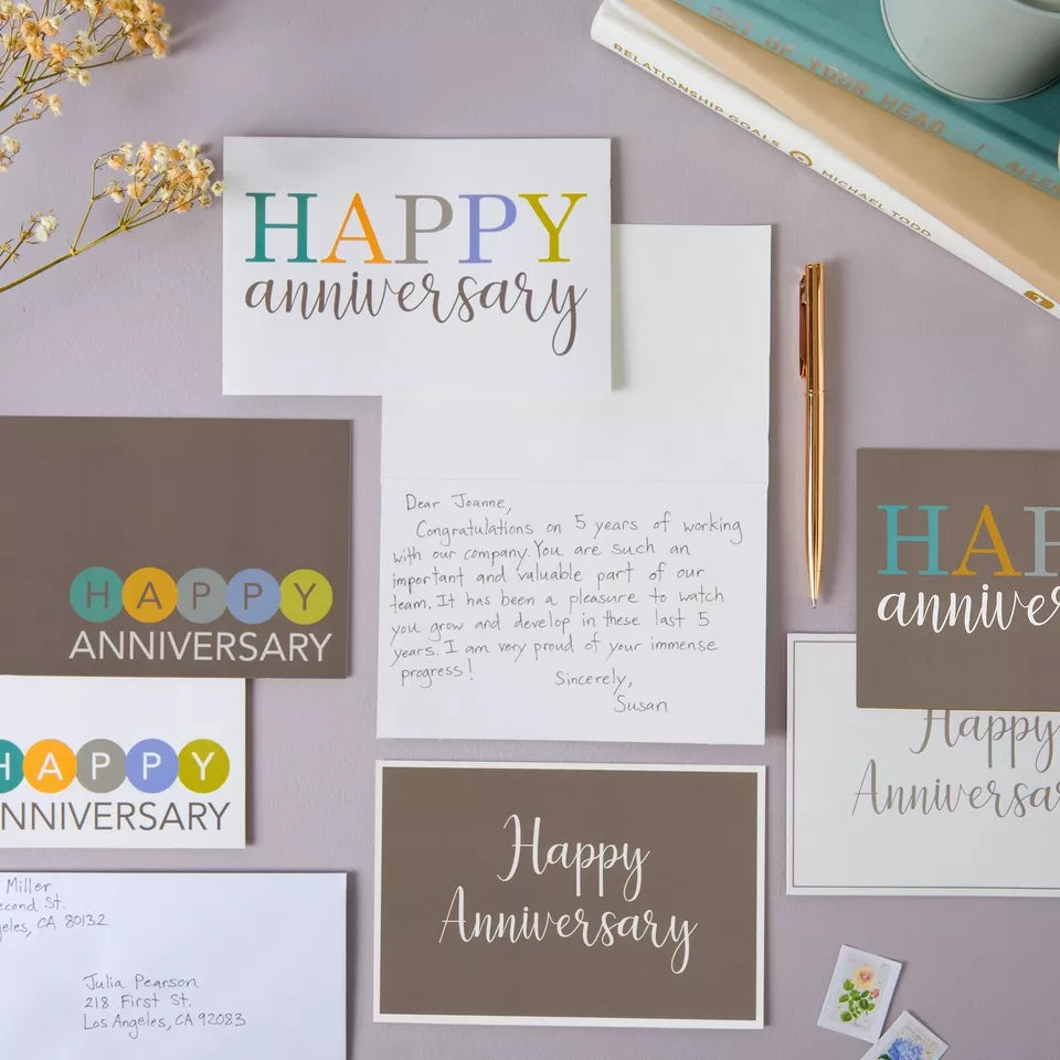 36-Pack 4x6" Happy Anniversary Cards with Envelopes, Blank