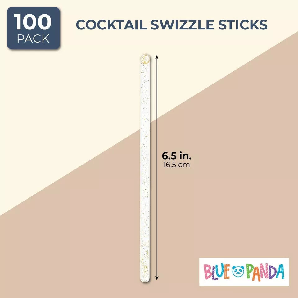 100 Pack Gold Swizzle Sticks - 6.5 Inches