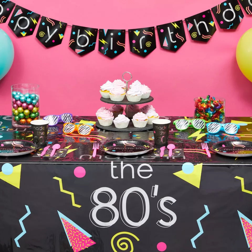 146-Piece 80s Birthday Party Disposable Dinnerware Set - Serves 24