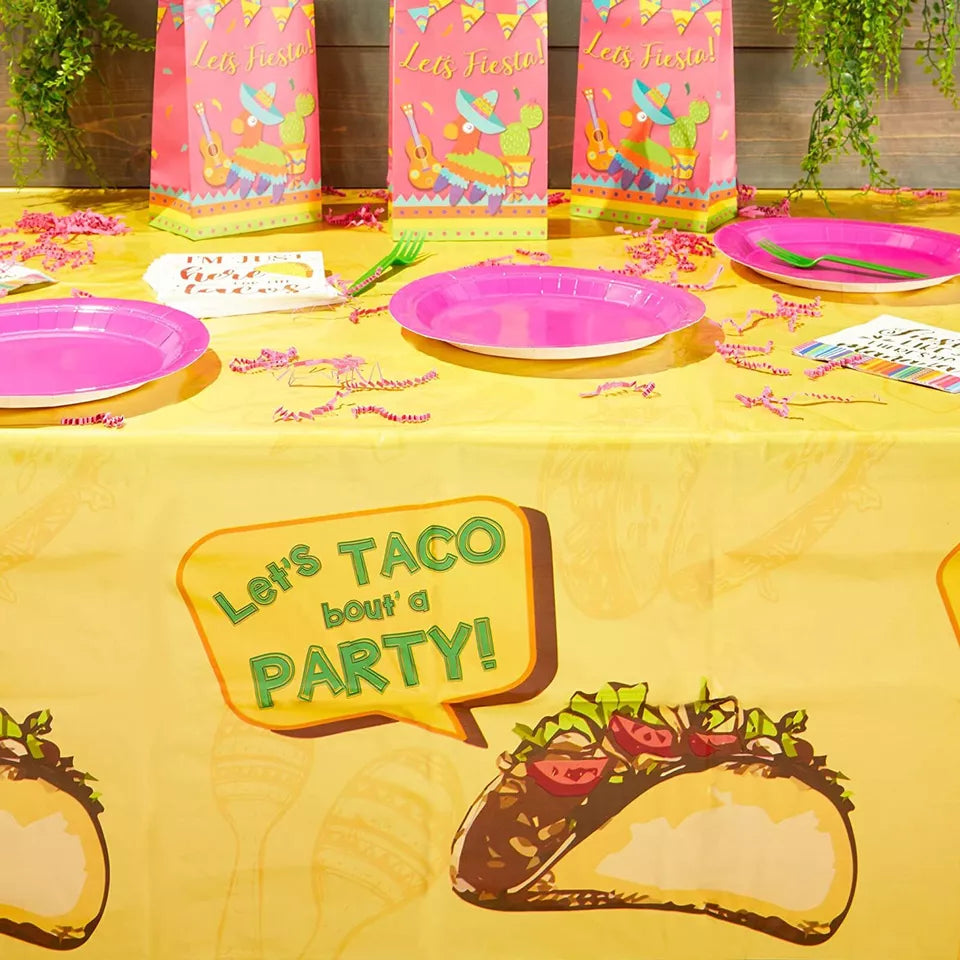 Mexican Fiesta Tablecloth, Let’s Taco Bout A Party (54 x 108 in, 3 Pack)