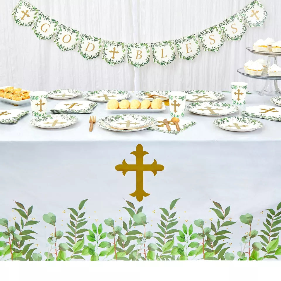 3 Pack Religious Table Cover for Baptism, First Communion, 54 x 108 in