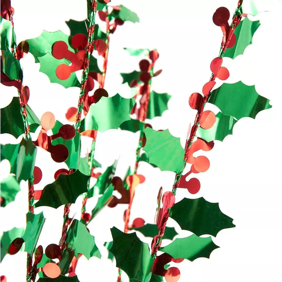 6 Pack Green and Red Holly Balloon Weights - Christmas Party Table Decorations