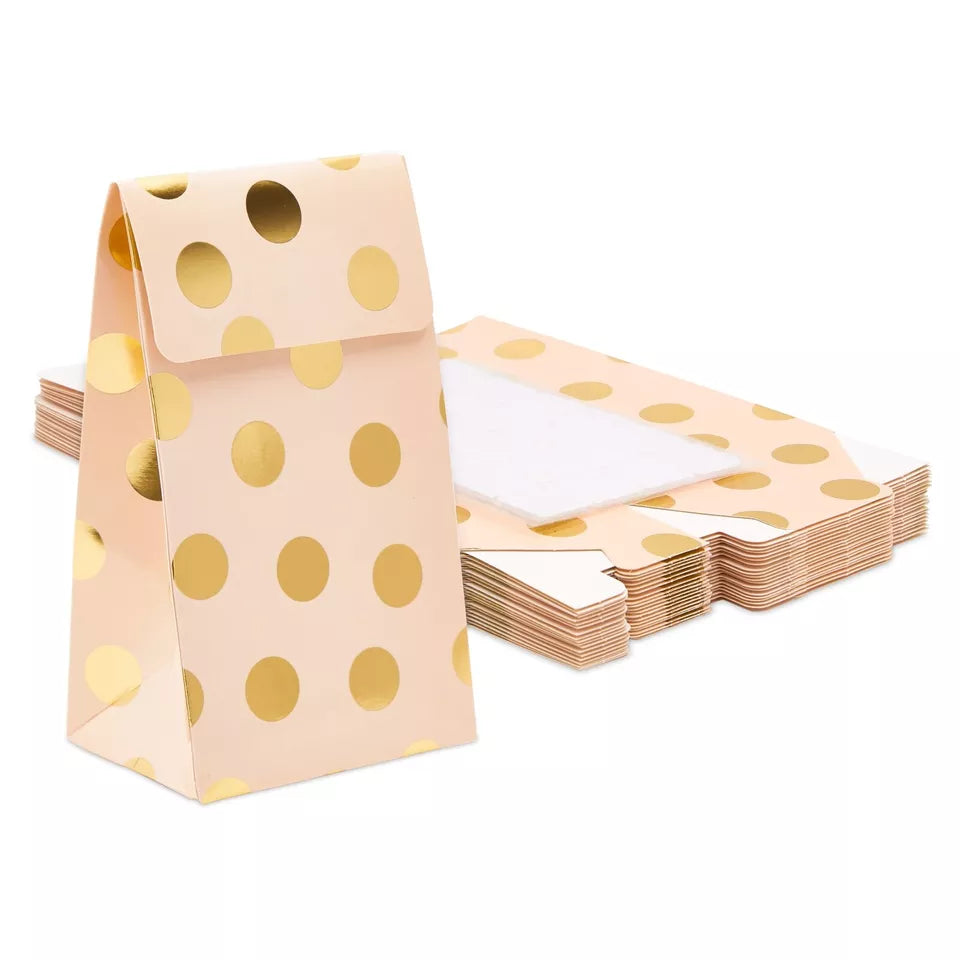 24 Pack Pastel Gold and Pink Favor Bags - 5.5 x 8.6 x 3 in, for Baby Shower