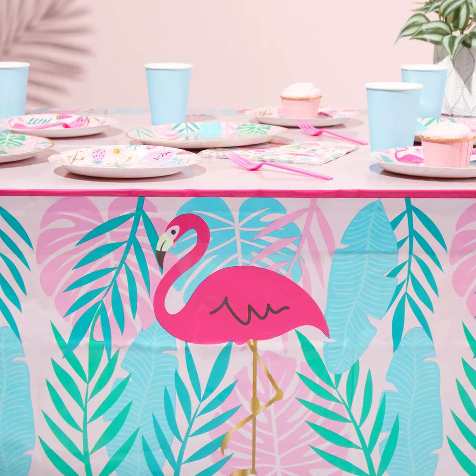 3x Plastic Tablecloth Tropical Flamingo Table Cover for Birthday Party 54x108"