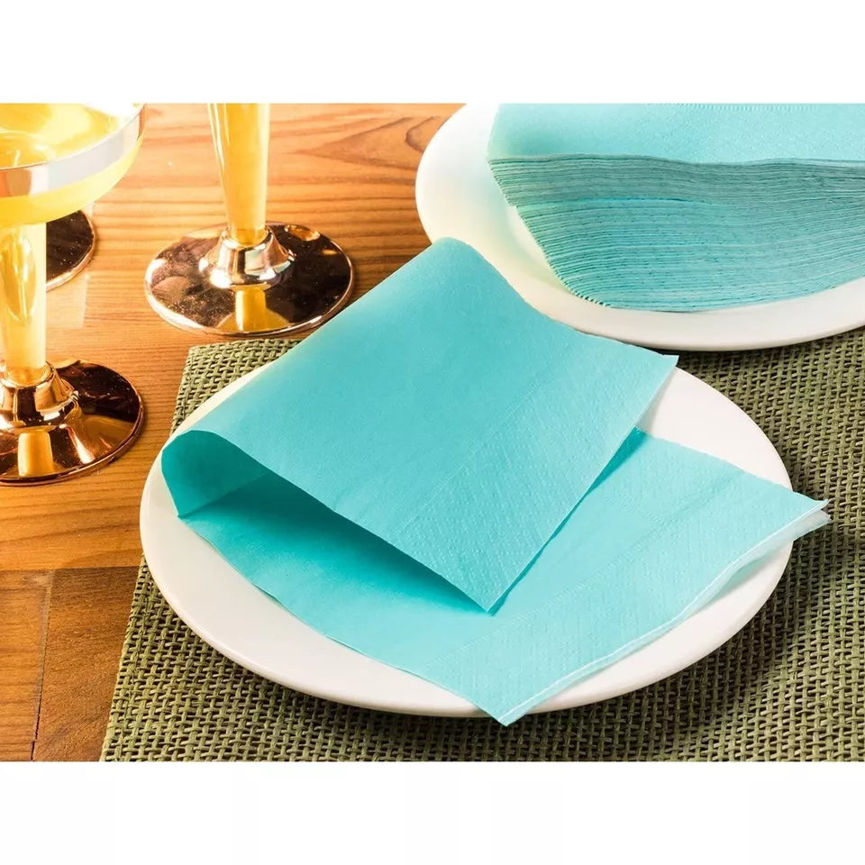 200-Pack Teal Green 2-Ply Disposable Paper Cocktail Napkins