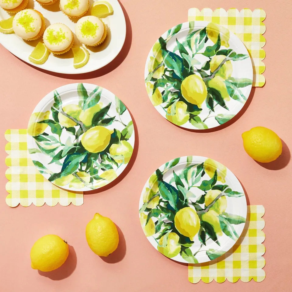 80-Pack Disposable Lemon Paper Plates - 9 in, Birthday Party Decorations