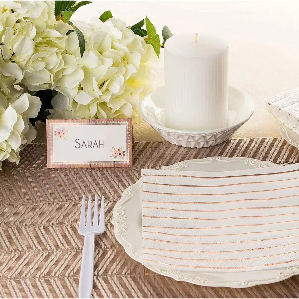 100 Floral Table Place Cards - 2 x 3.5 in