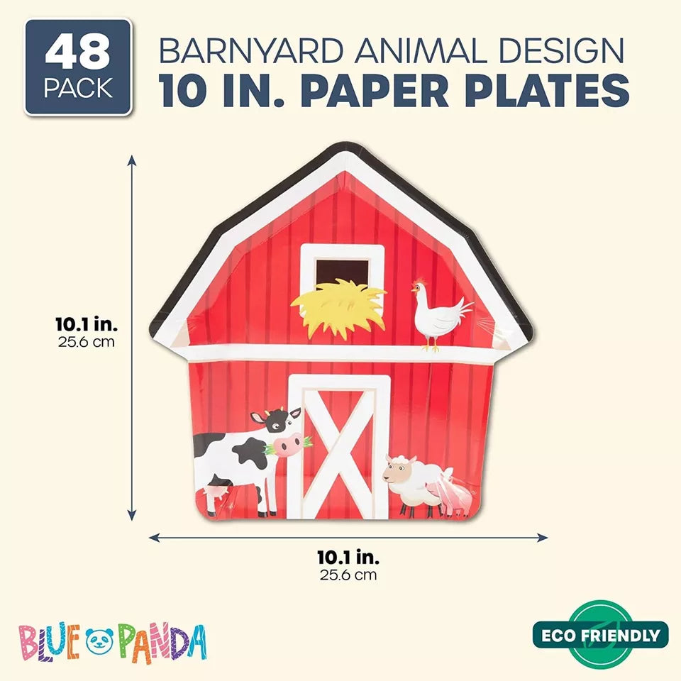 48 Farm House Party Paper Plates Barnyard Animal Birthday Supplies Baby Shower