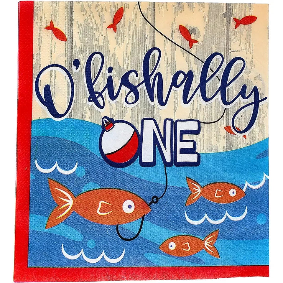 O'fishally One Paper Napkins for Kids 1st Birthday Party (6.5 In, 100 Pack)